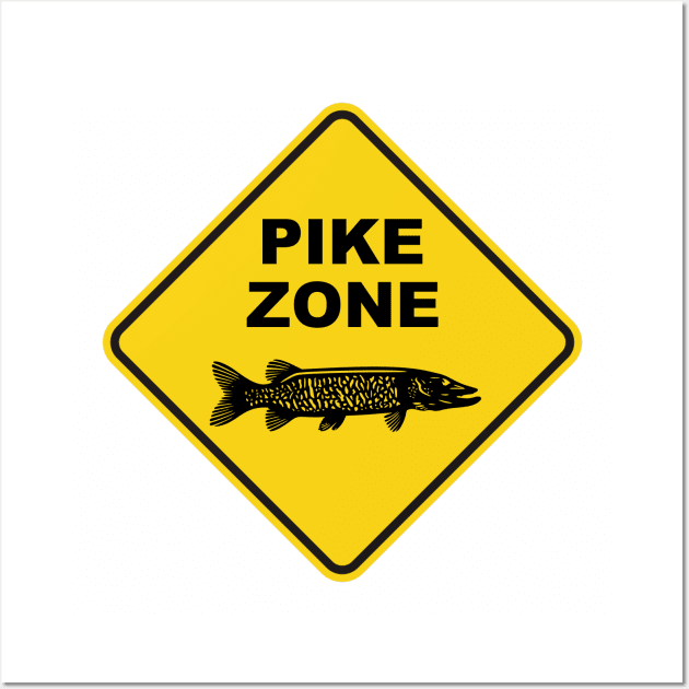 Pike Fishing Zone Sign Wall Art by esskay1000